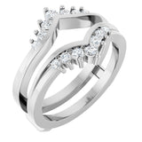 14K Gold Round Lab-Grown Diamond Accented V Ring Guard - White Gold