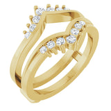 14K Gold Round Lab-Grown Diamond Accented V Ring Guard - Yellow Gold