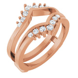 14K Gold Round Lab-Grown Diamond Accented V Ring Guard - Rose Gold