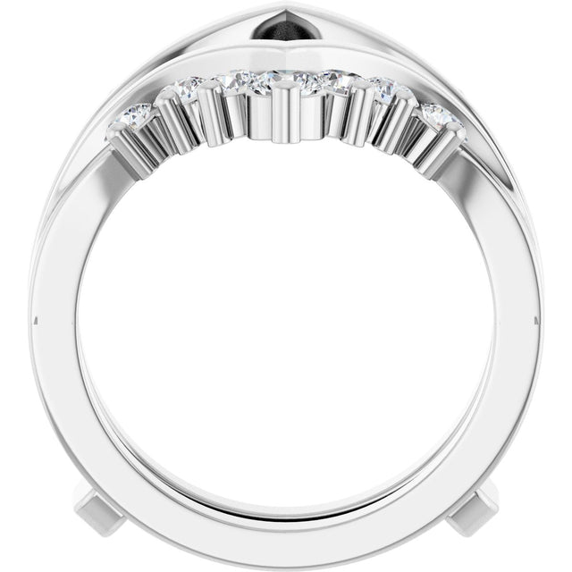 Platinum Round Lab-Grown Diamond Accented V Ring Guard - view 2