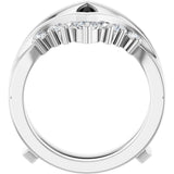 Platinum Round Natural Diamond Accented V Ring Guard - view 2