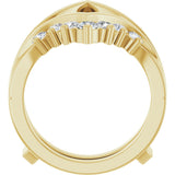 14K Gold Round Lab-Grown Diamond Accented V Ring Guard - Yellow Gold - view 2