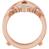 14K Gold Round Lab-Grown Diamond Accented V Ring Guard - Rose Gold - view 2