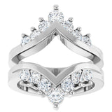 Platinum Round Lab-Grown Diamond Accented V Ring Guard - view 3