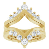 14K Gold Round Lab-Grown Diamond Accented V Ring Guard - Yellow Gold - view 3