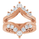 14K Gold Round Natural Diamond Accented V Ring Guard - Rose Gold - view 3