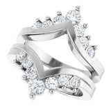 Platinum Round Natural Diamond Accented V Ring Guard - view 5