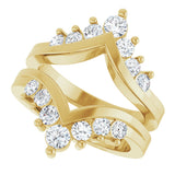 14K Gold Round Lab-Grown Diamond Accented V Ring Guard - Yellow Gold - view 5