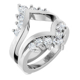 Platinum Round Lab-Grown Diamond Accented V Ring Guard