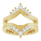 14K Gold Round Lab-Grown Diamond Accented V Ring Guard - Yellow Gold - view 3