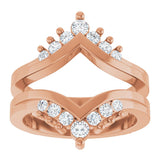 14K Gold Round Lab-Grown Diamond Accented V Ring Guard - Rose Gold - view 3