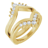 14K Gold Round Natural Diamond Accented V Ring Guard - Yellow Gold