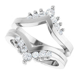 Platinum Round Lab-Grown Diamond Accented V Ring Guard - view 5