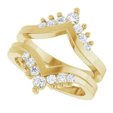 14K Gold Round Lab-Grown Diamond Accented V Ring Guard - Yellow Gold - view 5