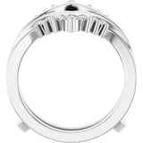 Platinum Round Lab-Grown Diamond Accented V Ring Guard - view 2