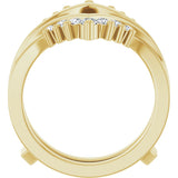 14K Gold Round Lab-Grown Diamond Accented V Ring Guard - Yellow Gold - view 2