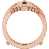 14K Gold Round Lab-Grown Diamond Accented V Ring Guard - Rose Gold - view 2