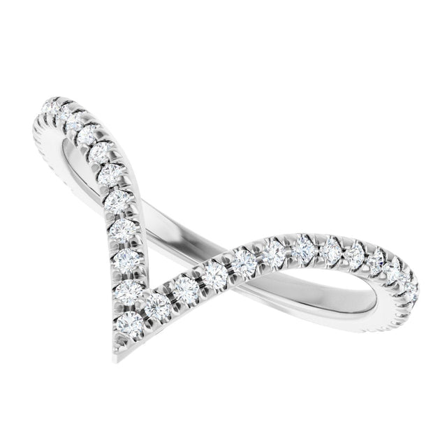 14K Gold Round Lab-Grown Diamond Contour Band – 1.3-1.5mm Stones - White Gold - view 5