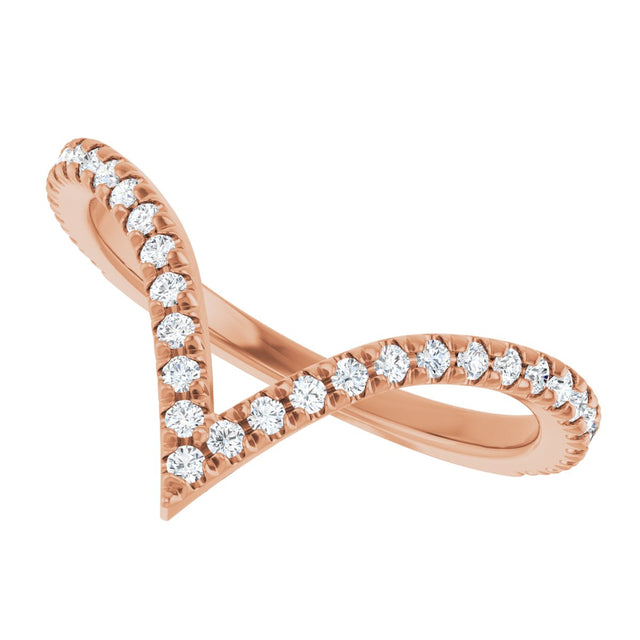 14K Gold Round Lab-Grown Diamond Contour Band – 1.3-1.5mm Stones - Rose Gold - view 5