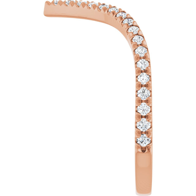 14K Gold Round Lab-Grown Diamond Contour Band – 1.3-1.5mm Stones - Rose Gold - view 4
