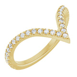 14K Gold Round Natural Diamond Contour Band – 1.3-1.5mm Stones - Yellow Gold