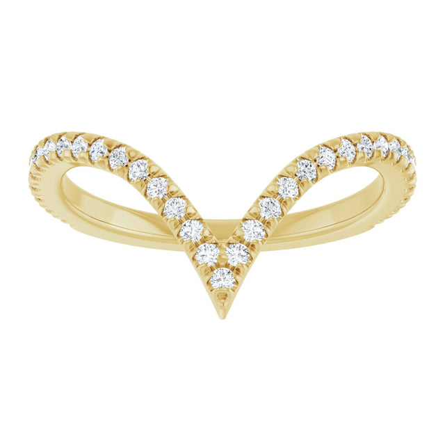 14K Gold Round Natural Diamond Contour Band – 1.3-1.5mm Stones - Yellow Gold - view 3
