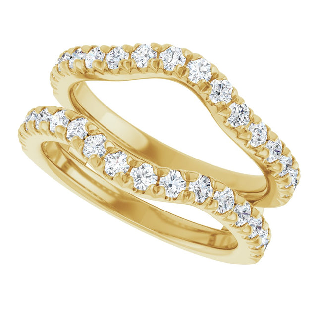 14K Gold Round Natural Diamond French-Set Ring Guard - Yellow Gold - view 5