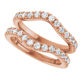 14K Gold Round Lab-Grown Diamond French-Set Ring Guard - Rose Gold - view 5