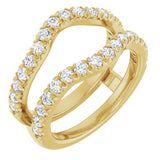 14K Gold Round Natural Diamond French-Set Ring Guard - Yellow Gold
