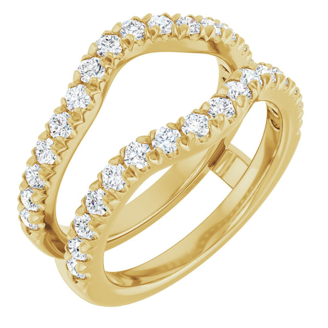 14K Gold Round Lab-Grown Diamond French-Set Ring Guard - Yellow Gold