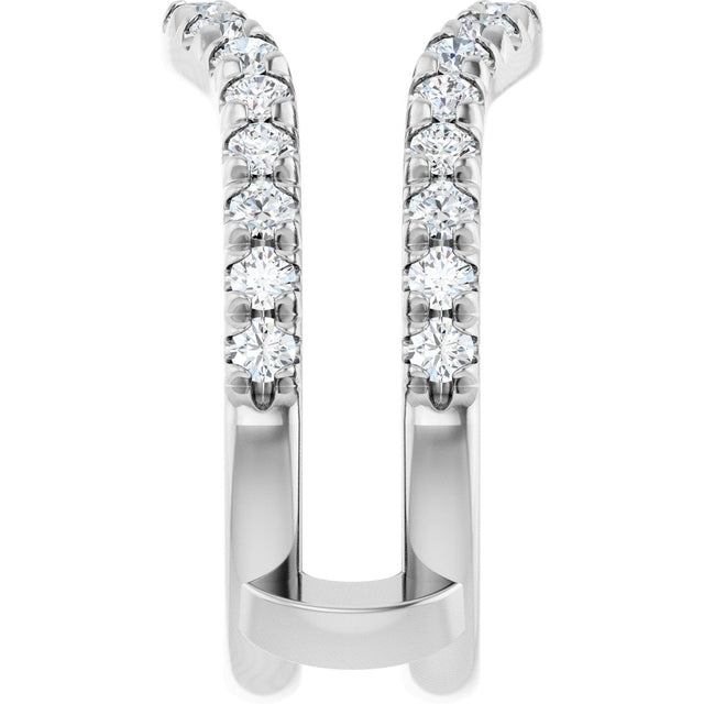 Platinum Round Natural Diamond French-Set Ring Guard - view 4