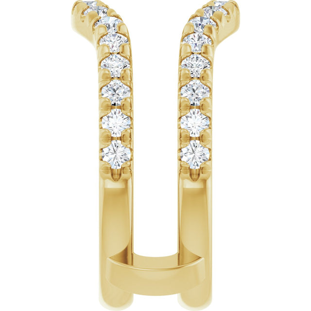 14K Gold Round Natural Diamond French-Set Ring Guard - Yellow Gold - view 4