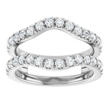 Platinum Round Natural Diamond French-Set Ring Guard - view 3