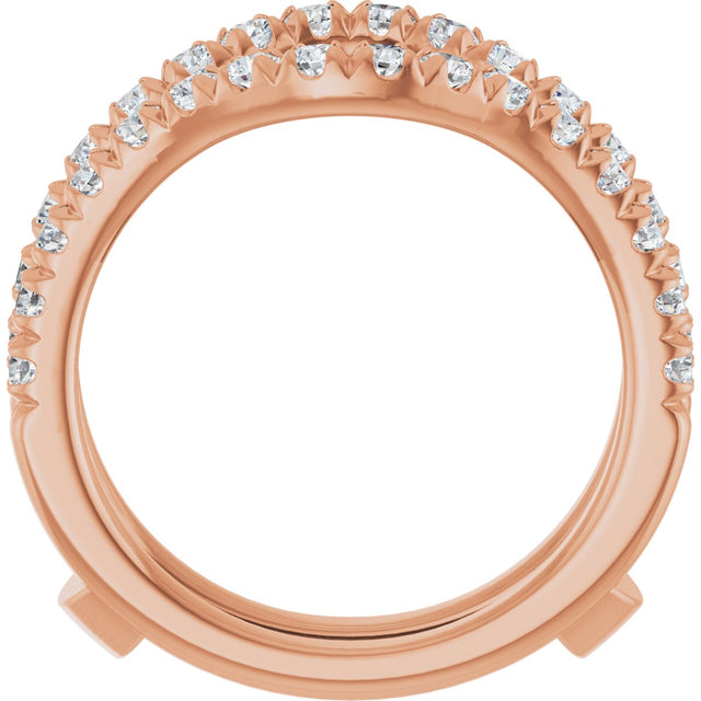 14K Gold Round Natural Diamond French-Set Ring Guard - Rose Gold - view 2
