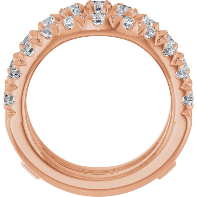 14K Gold Round Natural Diamond French-Set Ring Guard - Rose Gold - view 2