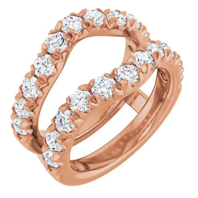 14K Gold Round Lab-Grown Diamond French-Set Ring Guard - Rose Gold
