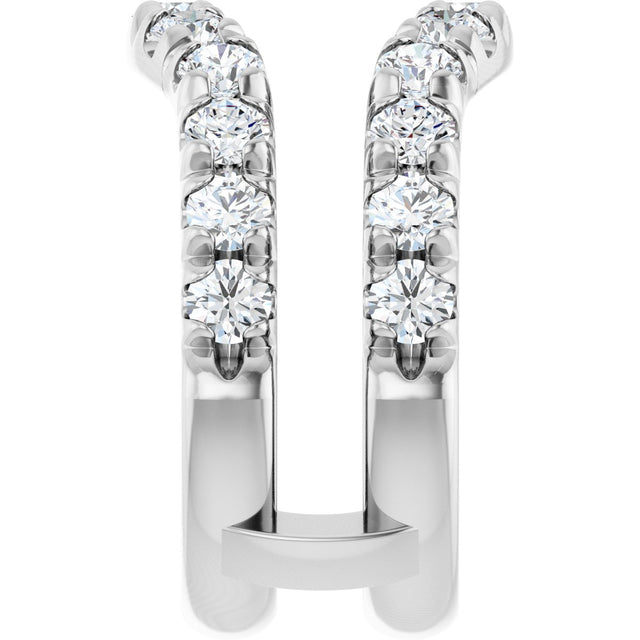Platinum Round Natural Diamond French-Set Ring Guard - view 4