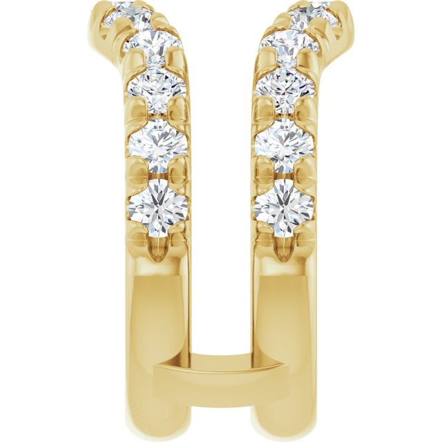 14K Gold Round Lab-Grown Diamond French-Set Ring Guard - Yellow Gold - view 4