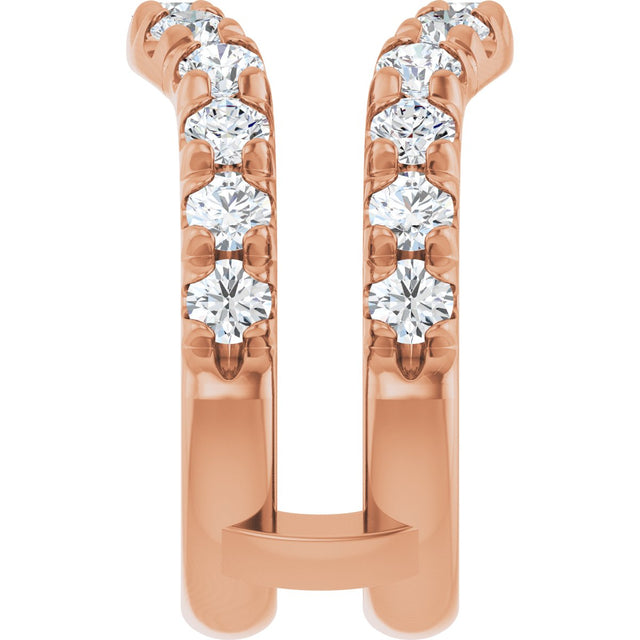 14K Gold Round Lab-Grown Diamond French-Set Ring Guard - Rose Gold - view 4