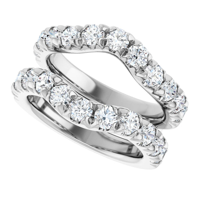 Platinum Round Natural Diamond French-Set Ring Guard - view 5
