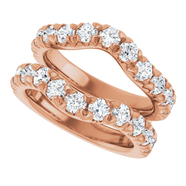 14K Gold Round Lab-Grown Diamond French-Set Ring Guard - Rose Gold - view 5