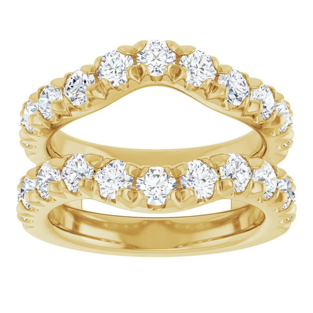 14K Gold Round Natural Diamond French-Set Ring Guard - Yellow Gold - view 3