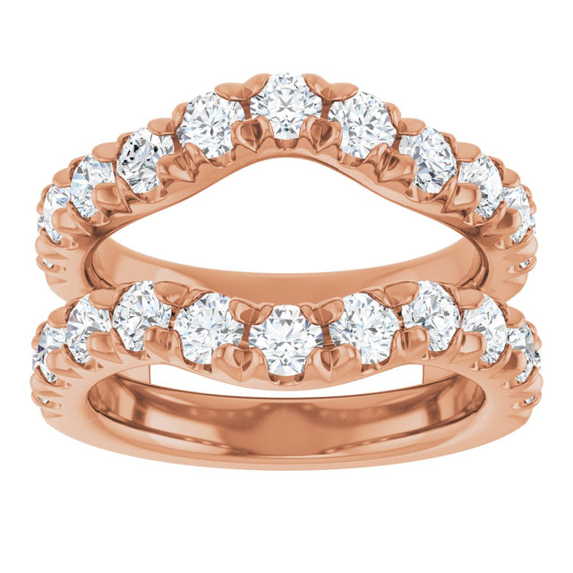 14K Gold Round Lab-Grown Diamond French-Set Ring Guard - Rose Gold - view 3