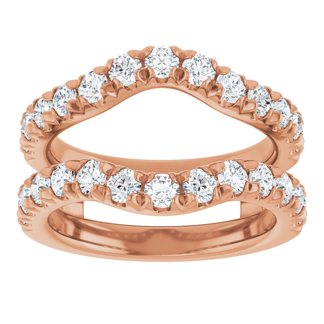 14K Gold Round Lab-Grown Diamond French-Set Ring Guard - Rose Gold - view 3