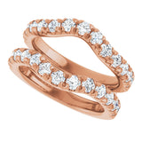 14K Gold Round Natural Diamond French-Set Ring Guard - Rose Gold - view 5