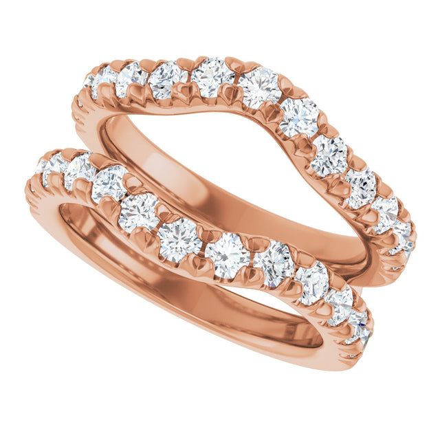14K Gold Round Natural Diamond French-Set Ring Guard - Rose Gold - view 5