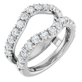 14K Gold Round Natural Diamond French-Set Ring Guard - White Gold