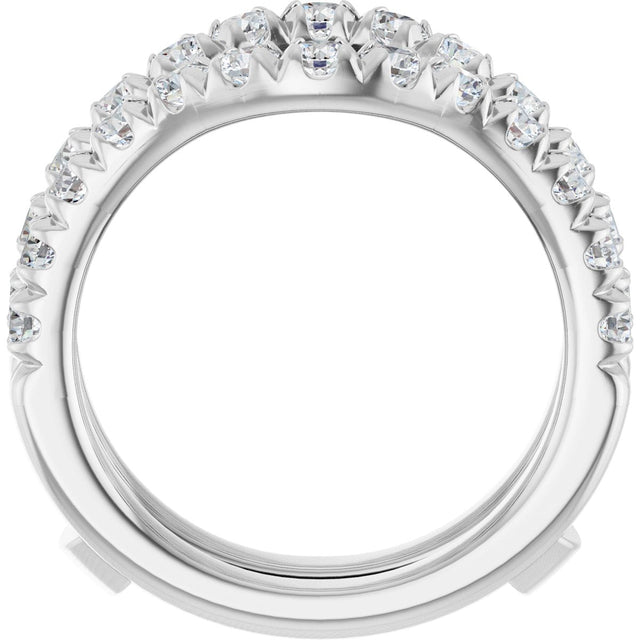 Platinum Round Natural Diamond French-Set Ring Guard - view 2