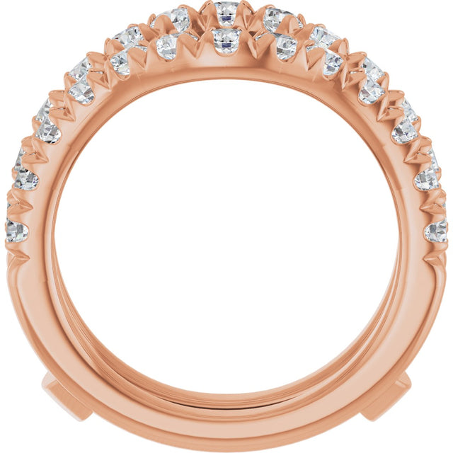 14K Gold Round Lab-Grown Diamond French-Set Ring Guard - Rose Gold - view 2