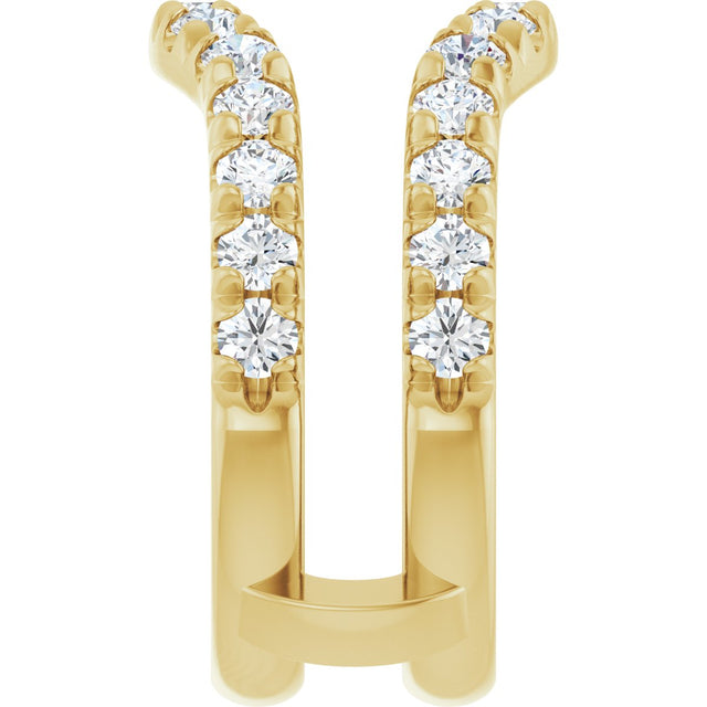 14K Gold Round Lab-Grown Diamond French-Set Ring Guard - Yellow Gold - view 4